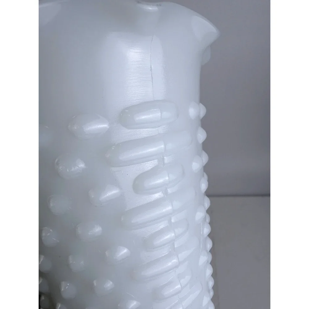 Vintage Fenton White Milk Glass Hobnail Trumpet Vases Ruffled Rim Pedestal Pair